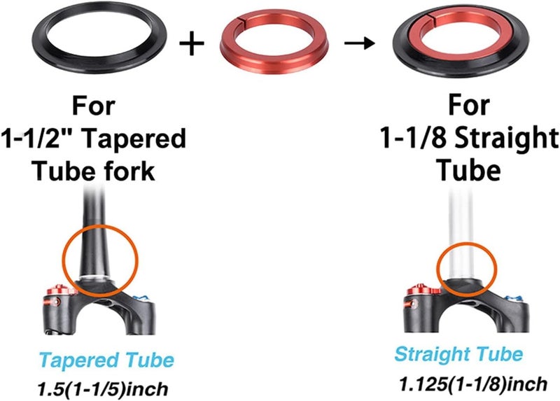 Ktsxxops Bicycle Headset Bike Front Fork Headset Tapered Tube 42 52MM, Mountain Bike Headset for 1-1/2in Standard Spine Fork, 1-1/8in Standard Straight Tube Front Fork, Aluminium Alloy - Image 3